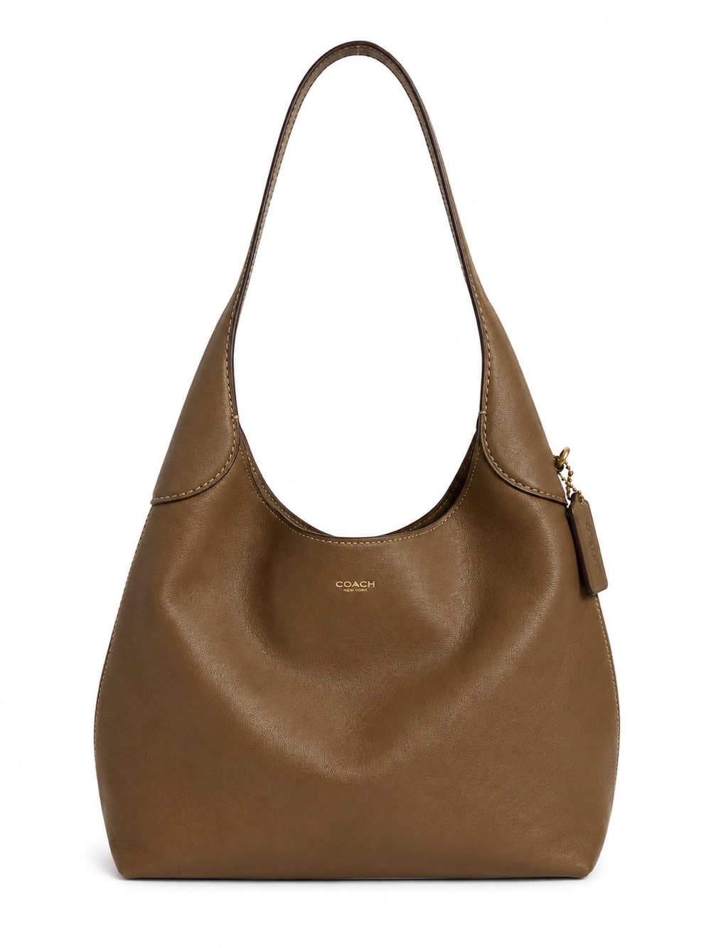 Coach Brooklyn 28 Dark Stone Taupe Natural Grain Leather Shoulder Bag